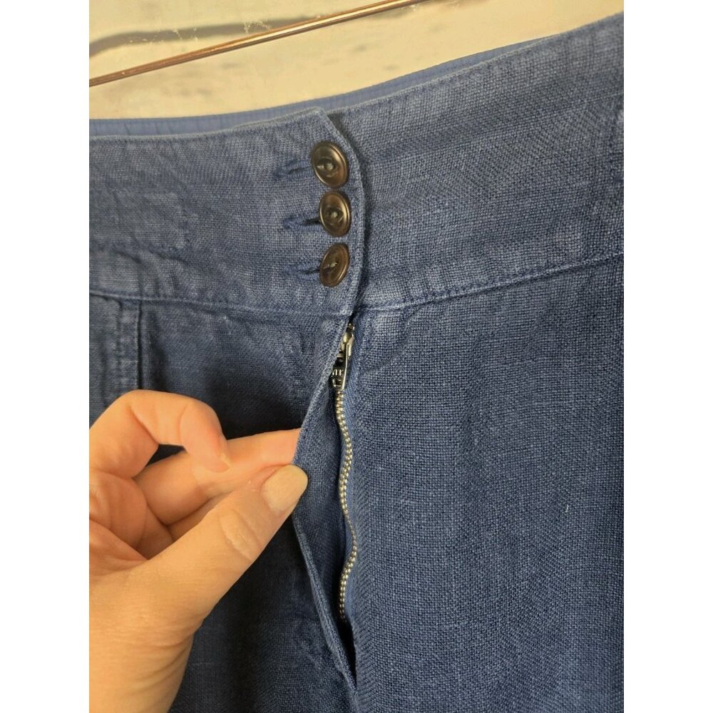 SOLD>>>>>Poetry Navy Blue 100% Linen Pants - Picture 3 of 7